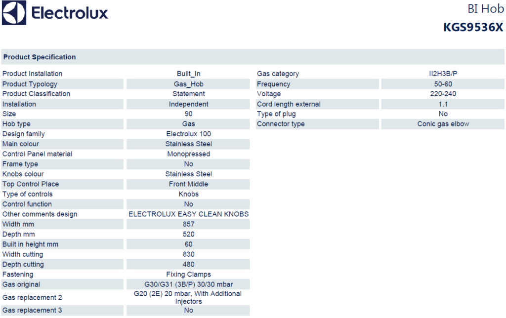 Electrolux Builtin Gas Hob KGS9536X S Al Salam Kitchen ET