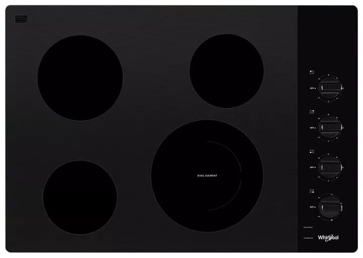 Whirlpool 30-inch Electric Ceramic Glass Cooktop with Dual Radiant Element  WCE55US0HB