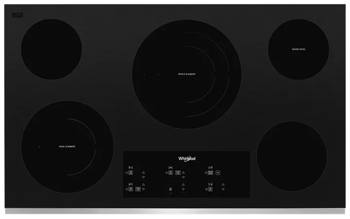 Whirlpool 36-inch Electric Ceramic Glass Cooktop with Triple Radiant Element WCE97US6KS