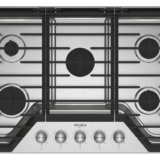 Whirlpool 30-inch Gas Cooktop with 5 Burners and EZ-2-Lift™ Hinged Cast-Iron Grates WCGK7030PS